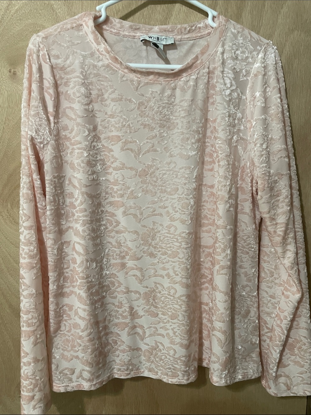 White House Black Market Blush Floral Burnout Long Sleeve Top